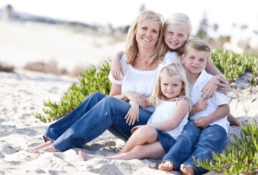 Family on beach